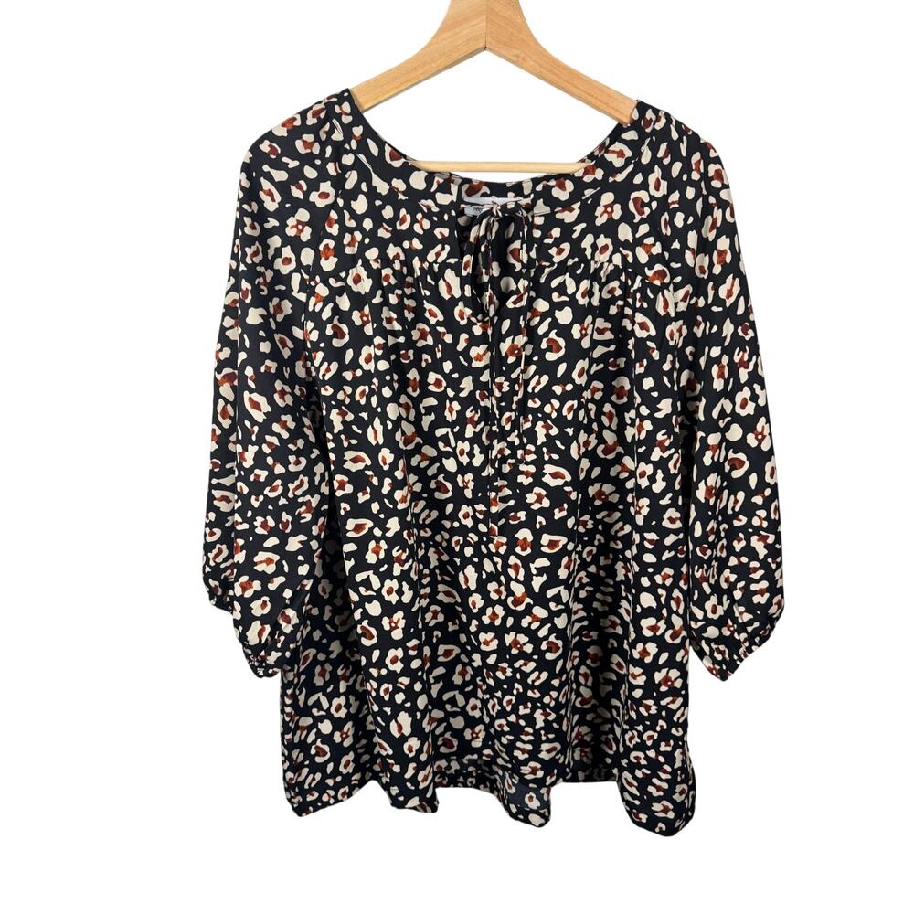 Perfectly Pricilla Leopard Bubble Sleeve Top 1X